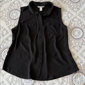 White House Black Market Sleeveless Black Blouse